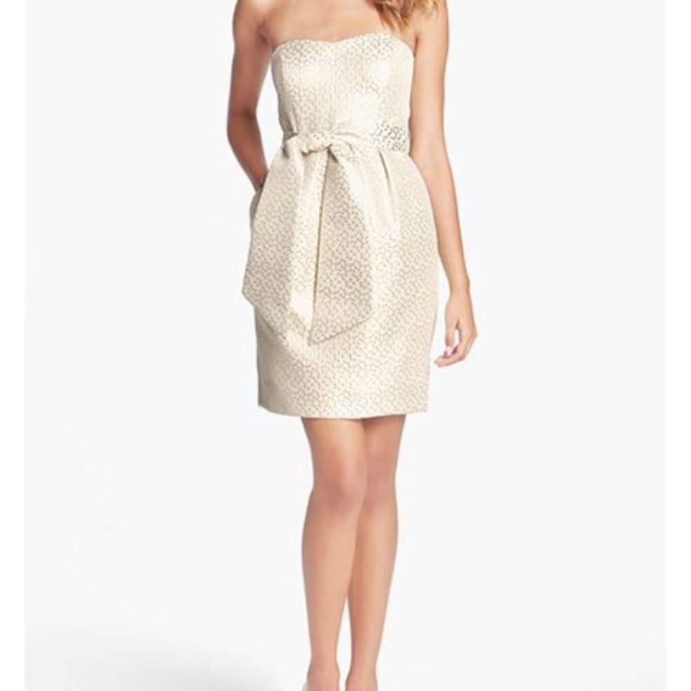 Beautiful Gold Jenny Yoo Polka Dot Cocktail Dress